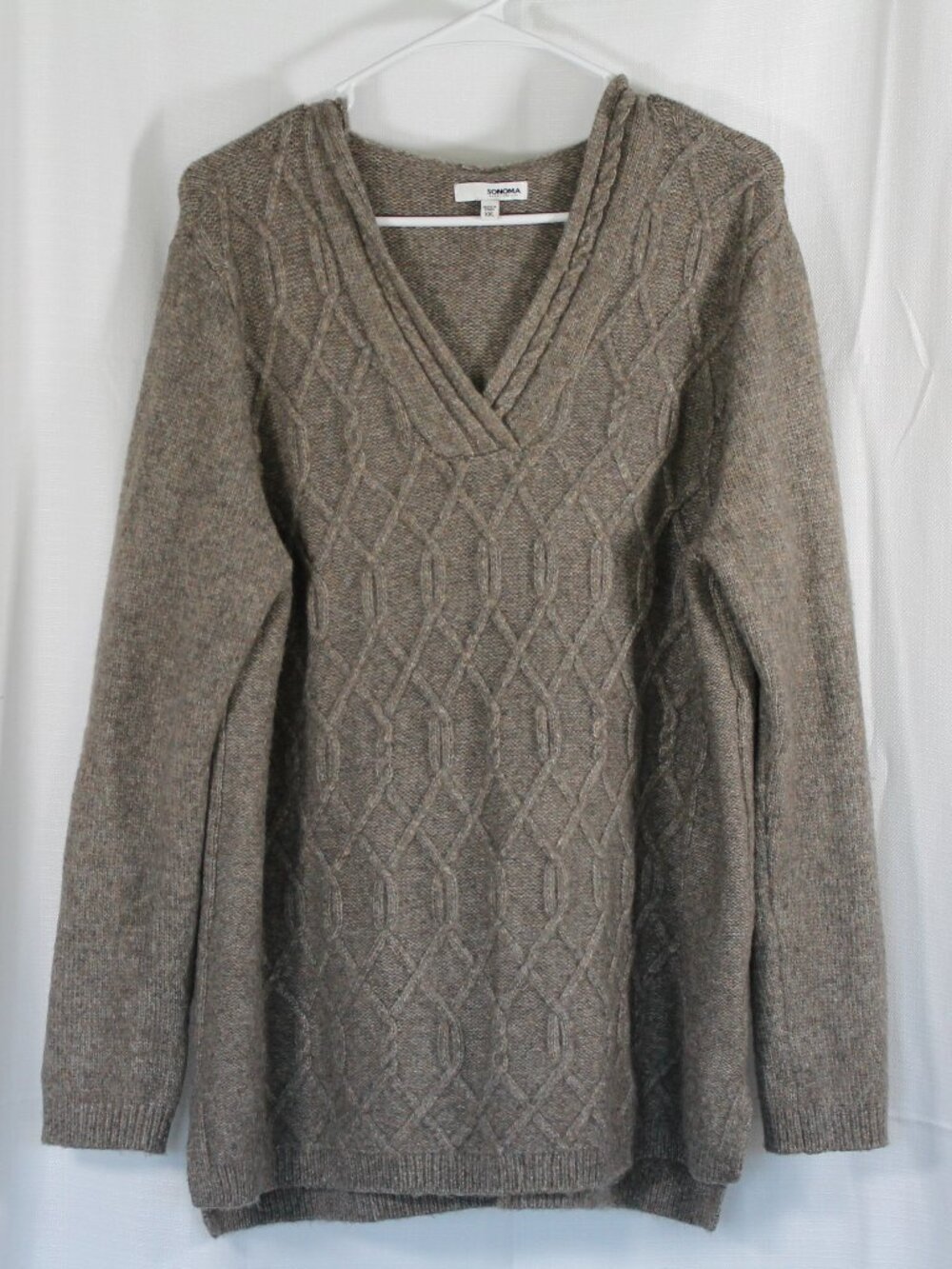 SONOMA Goods for Life Taupe Cable Knit Hooded Sweater